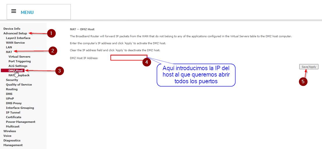 Cómo configurar DMZ HGU de Movistar / O2 DeRouter